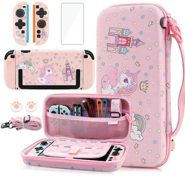 Main image of Pink Carrying Case for Nintendo Switch 2, Cute Girly Accessories Kit with Portable Travel Storage Bag, Hard Shell Protective Cover Skin, Screen Protector, Shoulder Strap & 2 Thumb Grips