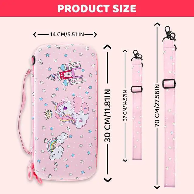 Alt view image 5 of 7 - Pink Carrying Case for Nintendo Switch 2, Cute Girly Accessories Kit with Portable Travel Storage Bag, Hard Shell Protective Cover Skin, Screen Protector, Shoulder Strap & 2 Thumb Grips