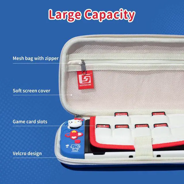 Alt view image 2 of 7 - Switch Accessories Bundle for Switch OLED:Carrying Case,Protective Case,Game Card Case,Screen Protector,Playstand,Thumb Grip Caps and More(11 in 1)