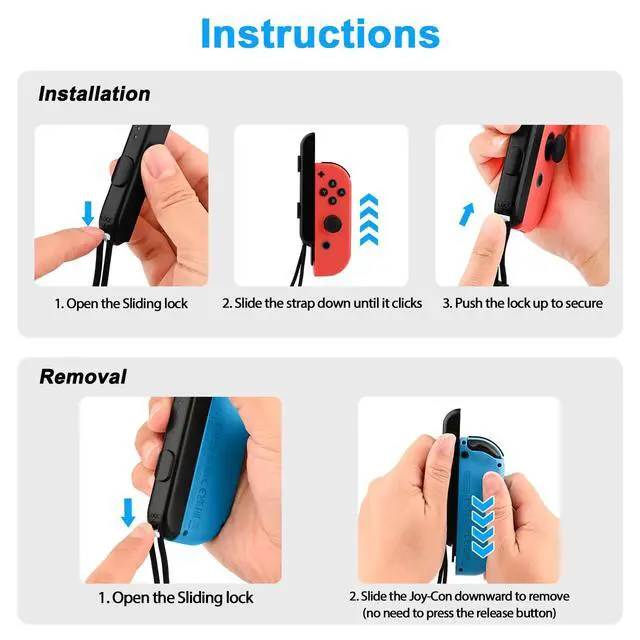 Alt view image 4 of 7 - Wrist Strap for Nintendo Switch Controller Joycon 4 Pack Adjustable Lanyard Replacement Parts Accessories for Joycon Controller