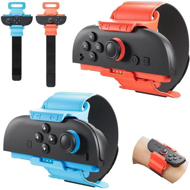 Main image of Wrist Bands for Nintendo Switch 2 joycon Controller, Adjustable Elastic Strap for Just Dance 2026/2025/2024, for Zumba Burn It Up, Fit for Adults and Children,2 Pack (Blue-Orange)