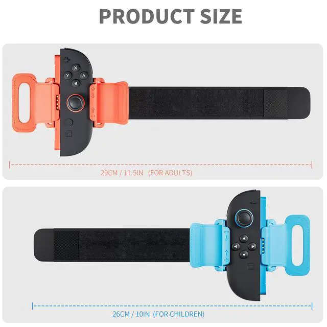 Alt view image 3 of 7 - Wrist Bands for Nintendo Switch 2 joycon Controller, Adjustable Elastic Strap for Just Dance 2026/2025/2024, for Zumba Burn It Up, Fit for Adults and Children,2 Pack (Blue-Orange)