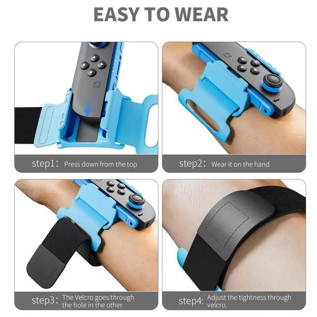Alt view image 5 of 7 - Wrist Bands for Nintendo Switch 2 joycon Controller, Adjustable Elastic Strap for Just Dance 2026/2025/2024, for Zumba Burn It Up, Fit for Adults and Children,2 Pack (Blue-Orange)