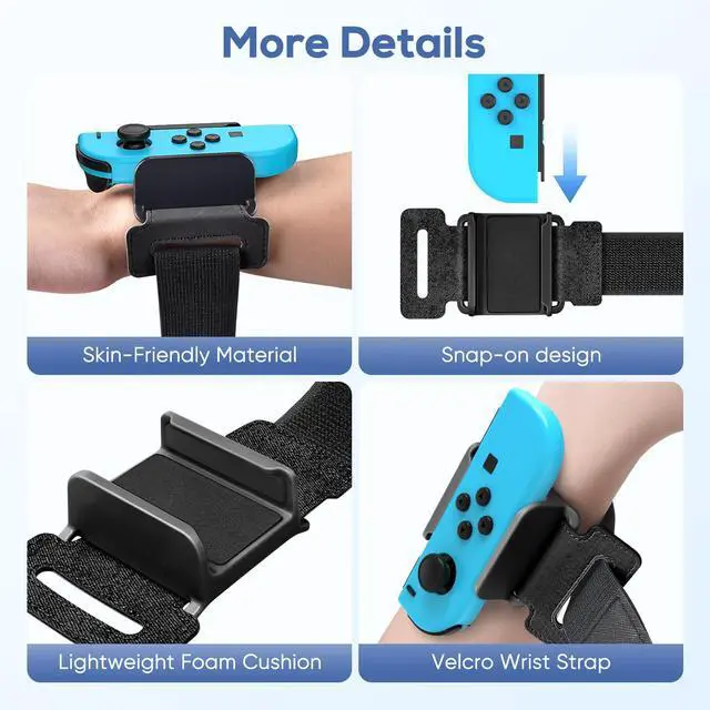 Alt view image 3 of 6 - Adjustable Wrist Bands for Switch Joy-Con, Dance Workout, 2 Pack