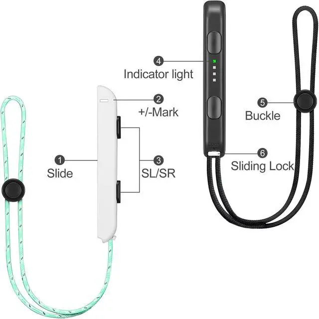 Alt view image 6 of 7 - Wrist Strap for Joycon 4 Pieces Switch Parts Accessories Controller Attachments Compatible with Joy Con, Dual Remote Comfort Controller Straps Black White 2 Pairs