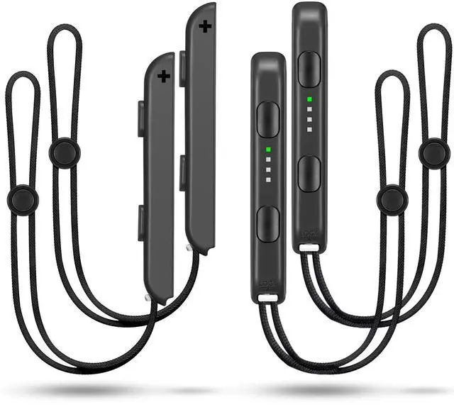 Main image of Wrist Strap for Joycon 4 Pieces Switch Parts Accessories Controller Attachments Compatible with Joy Con, Dual Remote Comfort Controller Straps Black 2 Pairs