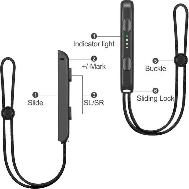 Alt view image 6 of 7 - Wrist Strap for Joycon 4 Pieces Switch Parts Accessories Controller Attachments Compatible with Joy Con, Dual Remote Comfort Controller Straps Black 2 Pairs