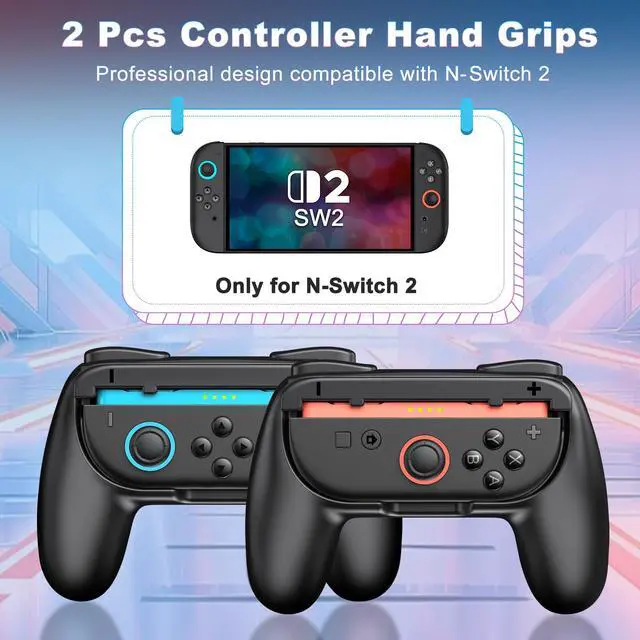 Alt view image 3 of 7 - for Switch 2 Joy-Con Grip (2025), Switch 2 Controller Grips for Nintendo Switch 2 Joy-Con, Ergonomic Anti-Slip Hand Grip, Switch 2 Comfort Accessories, 2 Pack (Black)