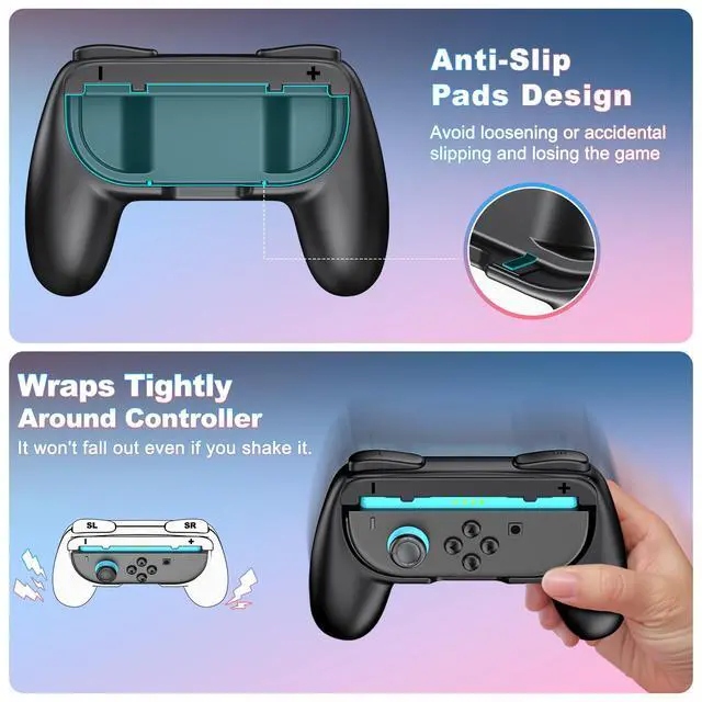 Alt view image 5 of 7 - for Switch 2 Joy-Con Grip (2025), Switch 2 Controller Grips for Nintendo Switch 2 Joy-Con, Ergonomic Anti-Slip Hand Grip, Switch 2 Comfort Accessories, 2 Pack (Black)
