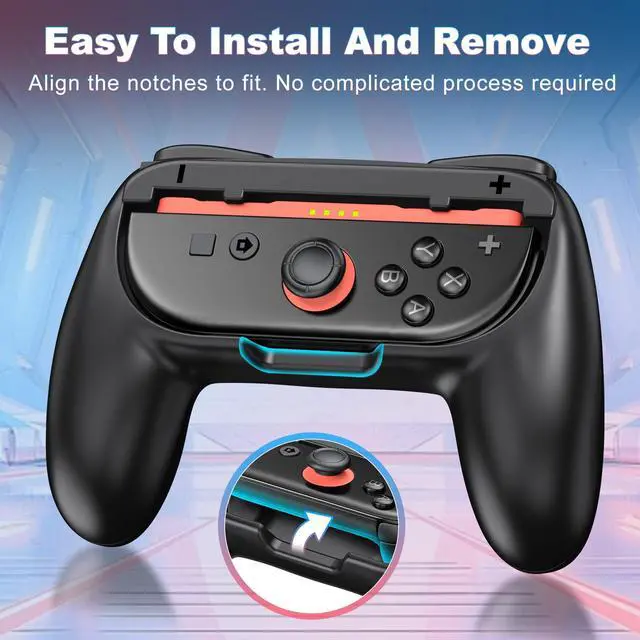 Alt view image 6 of 7 - for Switch 2 Joy-Con Grip (2025), Switch 2 Controller Grips for Nintendo Switch 2 Joy-Con, Ergonomic Anti-Slip Hand Grip, Switch 2 Comfort Accessories, 2 Pack (Black)