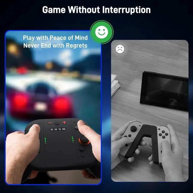 Alt view image 3 of 7 - JoyCon Charging Grip for Nintendo Switch 2 | Magnetic Grip with Built-in 2000mAh Battery | Play While Charging with LED Indicator | Compatible with Joy-Cons 2, Switch 2 Accessories