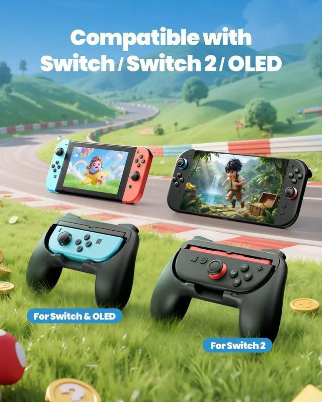Alt view image 2 of 6 - Controller Grip for Switch 2/Switch/Joy-Con 1&2, Ergonomic Handle Kit