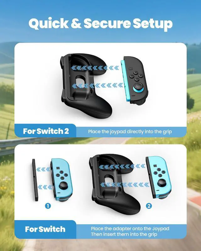 Alt view image 6 of 6 - Controller Grip for Switch 2/Switch/Joy-Con 1&2, Ergonomic Handle Kit