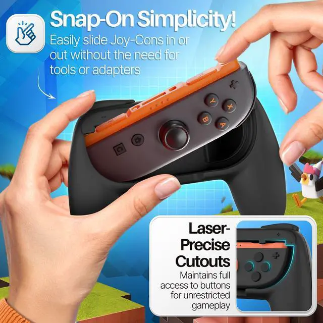 Alt view image 6 of 7 - Grip Handles for Nintendo Switch 2 Joy-Con Controllers, 2 Pack, Black