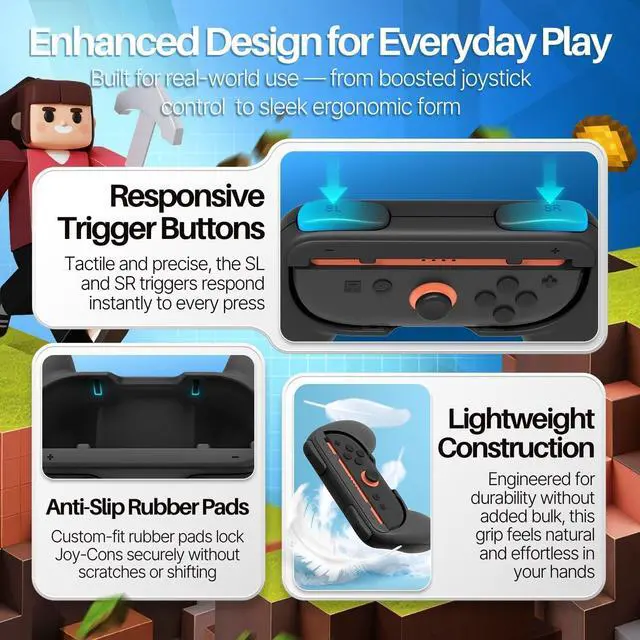 Alt view image 5 of 7 - Grip Handles for Nintendo Switch 2 Joy-Con Controllers, 2 Pack, Black