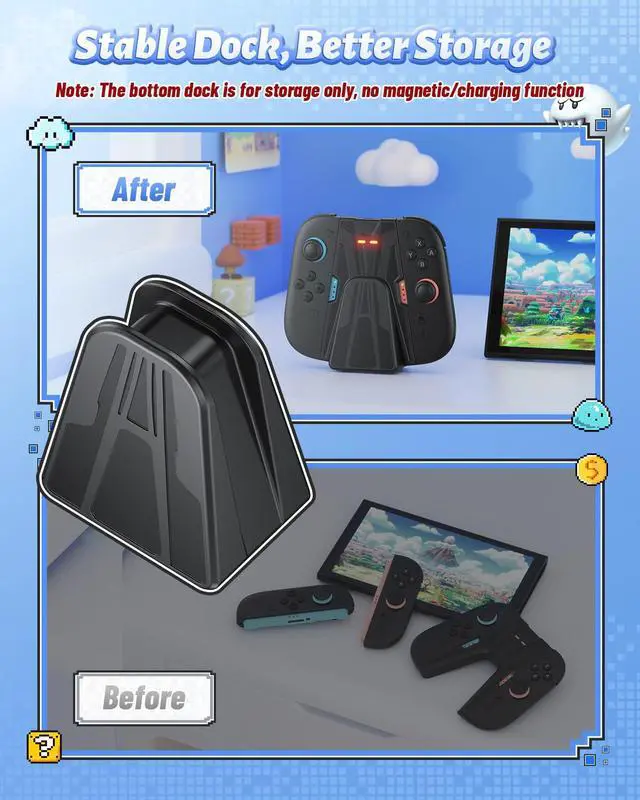 Alt view image 5 of 7 - Charging Grip for Nintendo Switch 2 for Joycon with Dock, Black