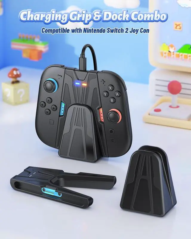 Alt view image 4 of 7 - Charging Grip for Nintendo Switch 2 for Joycon with Dock, Black