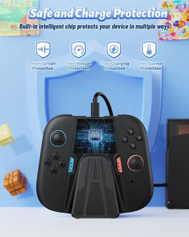 Alt view image 7 of 7 - Charging Grip for Nintendo Switch 2 for Joycon with Dock, Black