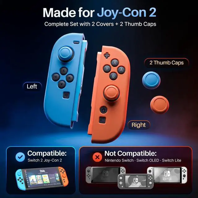 Alt view image 3 of 7 - Cover for Nintendo Switch 2 Controller Case, Blue/Orange
