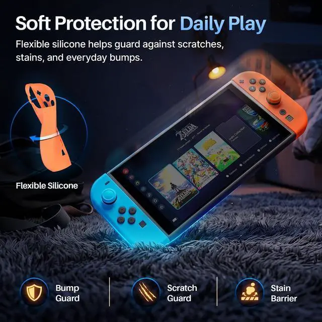 Alt view image 6 of 7 - Cover for Nintendo Switch 2 Controller Case, Blue/Orange