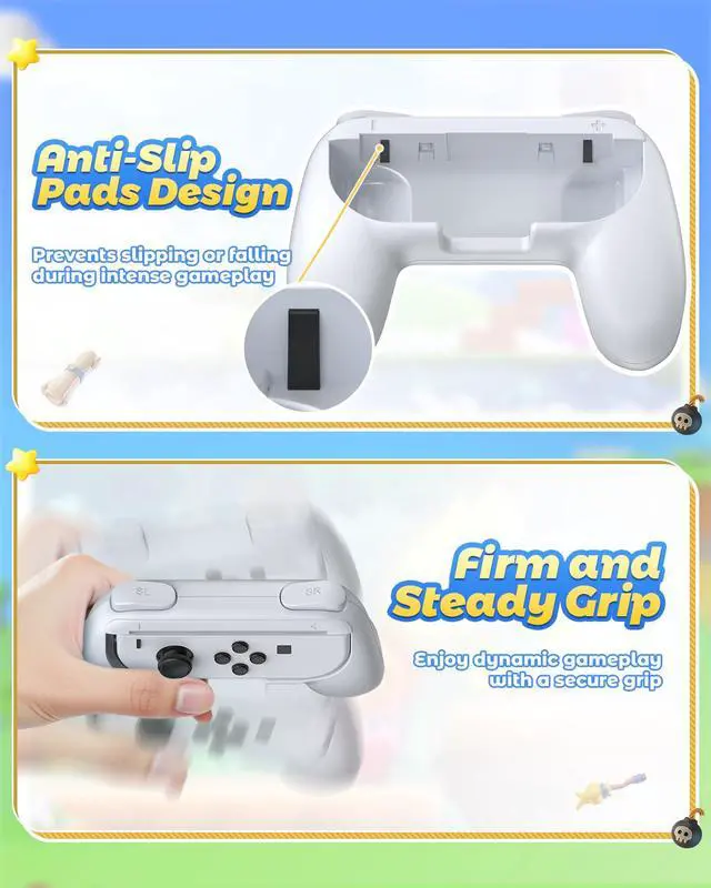 Alt view image 3 of 7 - Hand Grips Compatible with Switch Controllers, Grip for Switch Joy Con - White (2 Packs)