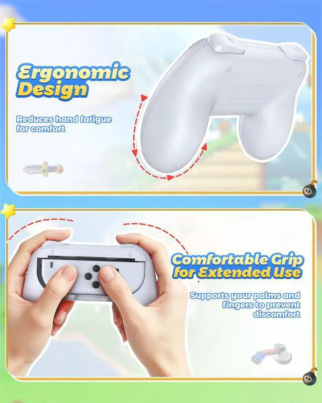 Alt view image 4 of 7 - Hand Grips Compatible with Switch Controllers, Grip for Switch Joy Con - White (2 Packs)