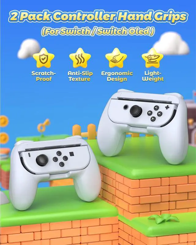 Alt view image 7 of 7 - Hand Grips Compatible with Switch Controllers, Grip for Switch Joy Con - White (2 Packs)