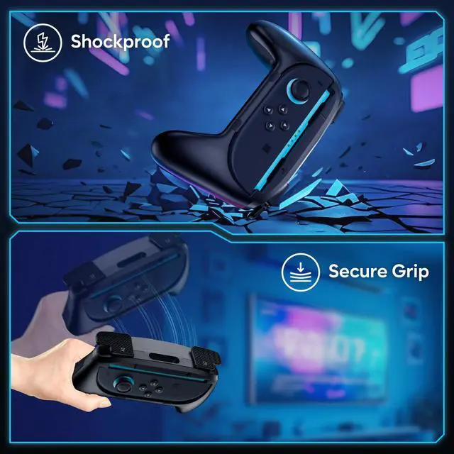Alt view image 5 of 7 - 2 Pack Joy-Con Grips for Nintendo Switch 2 2025 Released, Wear-Resistant Comfort Controller Hand Grip Handles Holder for Joycon -Black