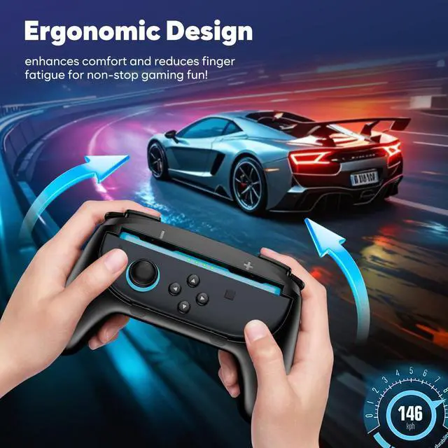 Alt view image 6 of 7 - 2 Pack Joy-Con Grips for Nintendo Switch 2 2025 Released, Wear-Resistant Comfort Controller Hand Grip Handles Holder for Joycon -Black