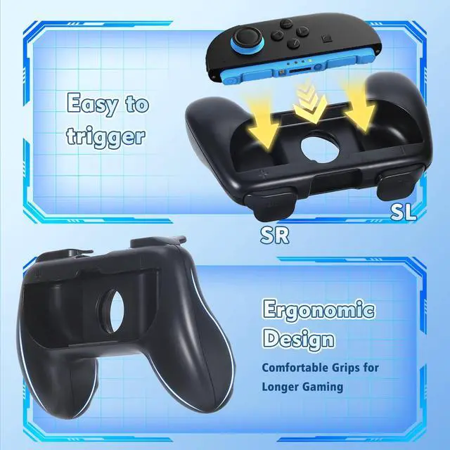 Alt view image 4 of 7 - Grip kit for Nintendo Switch 2 (2025) & Nintendo Switch & Switch OLED Model Controllers,Hand Grips Compatible with JoyCon Controller, 2Pack (Orange/Blue)