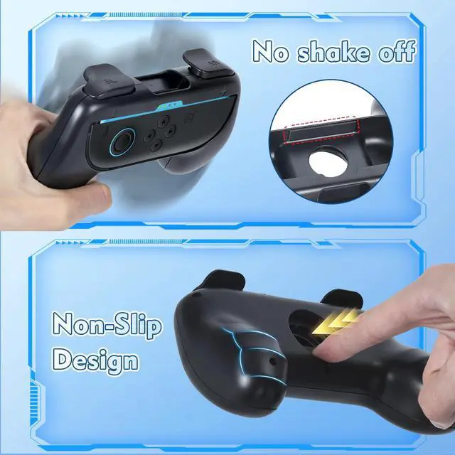 Alt view image 5 of 7 - Grip kit for Nintendo Switch 2 (2025) & Nintendo Switch & Switch OLED Model Controllers,Hand Grips Compatible with JoyCon Controller, 2Pack (Orange/Blue)