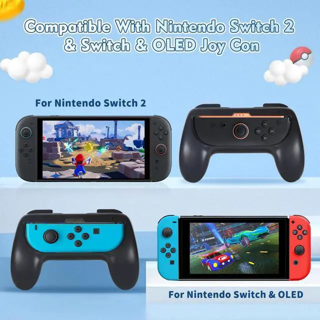 Alt view image 2 of 7 - Grip kit for Nintendo Switch 2 (2025) & Nintendo Switch & Switch OLED Model Controllers,Hand Grips Compatible with JoyCon Controller, 2Pack (Orange/Blue)