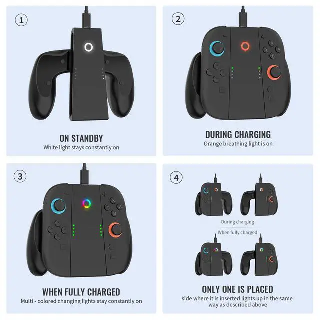 Alt view image 4 of 7 - Switch 2 Joycon 2 Charging Grip for Nintendo Switch 2 Accessories