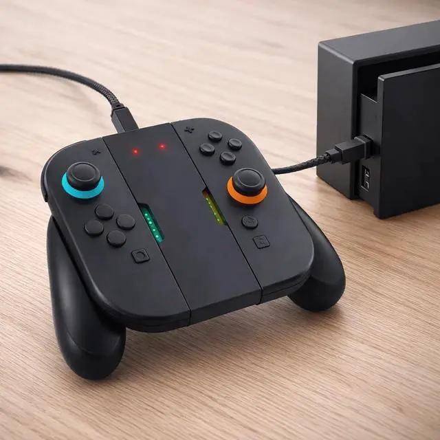 Alt view image 6 of 7 - Switch 2 Controller Comfort Charging Grip Charger Holder With 1 m USB Type-C Data Cable -(Black)