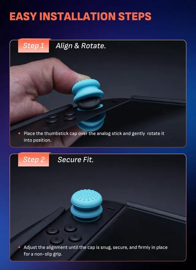 Alt view image 7 of 7 - Thumb Grips for Nintendo Switch 2 with Storage Box, 3 Pairs (6pcs) Anti-Slip Joystick Caps, Ergonomic Design for Enhanced Grip & Precision Control, Accessories for Joy-Con, Blue/Light Red