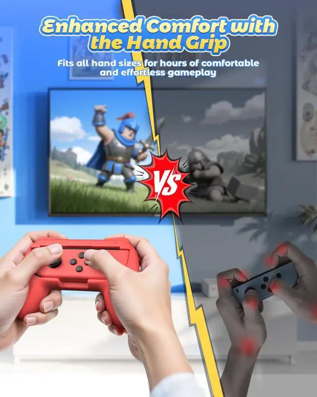 Alt view image 5 of 7 - Hand Grips Compatible with Switch/Switch OLED Model Controllers, Grip Compatible with Switch Joy Con - Blue and Red (2 Packs)