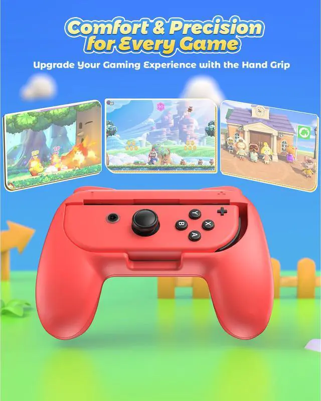 Alt view image 6 of 7 - Hand Grips Compatible with Switch/Switch OLED Model Controllers, Grip Compatible with Switch Joy Con - Blue and Red (2 Packs)
