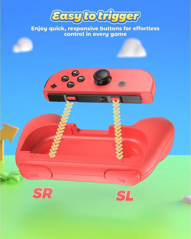 Alt view image 4 of 7 - Hand Grips Compatible with Switch/Switch OLED Model Controllers, Grip Compatible with Switch Joy Con - Blue and Red (2 Packs)