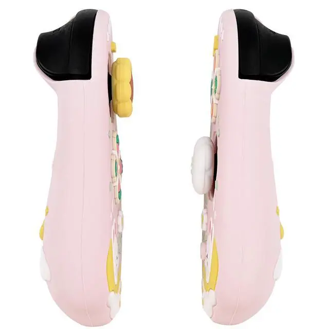 Alt view image 6 of 7 - Silicone Protective Case for Nintendo Switch 2 Joy Con Controllers with 2 Silicone Thumb Grips, Bunny & Flower Design, Pink