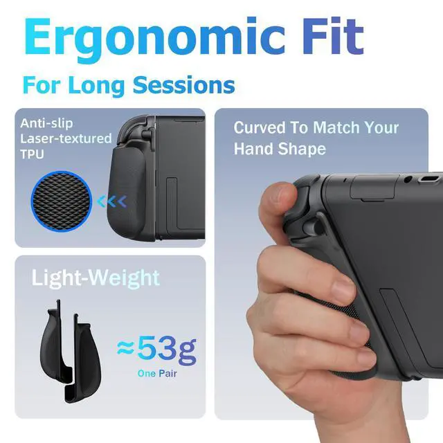 Alt view image 3 of 6 - Split Grips for Nintendo Switch 2 Joycon 2 Ergonomic, Anti-Slip TPU, Quick Release & Lightweight (Black)