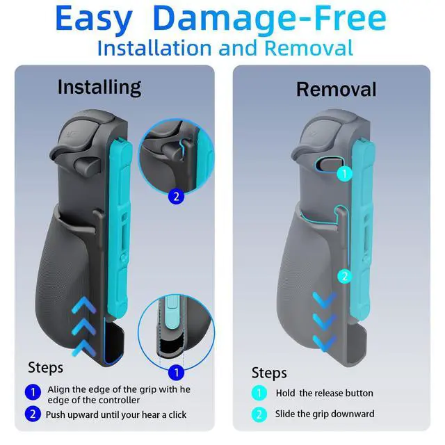 Alt view image 6 of 6 - Split Grips for Nintendo Switch 2 Joycon 2 Ergonomic, Anti-Slip TPU, Quick Release & Lightweight (Black)