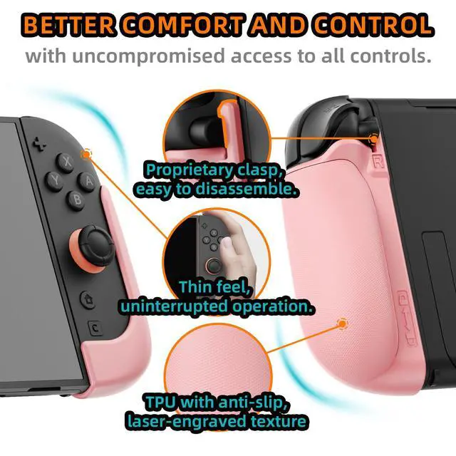 Alt view image 2 of 7 - NexGrip Ergonomic Grip Set for Nintendo Switch 2 Joycons, Grip Case Compatible with Joy Con 2 Controller, Compatible with Switch 2 Joycon, Switch 2 Accessories - Pink