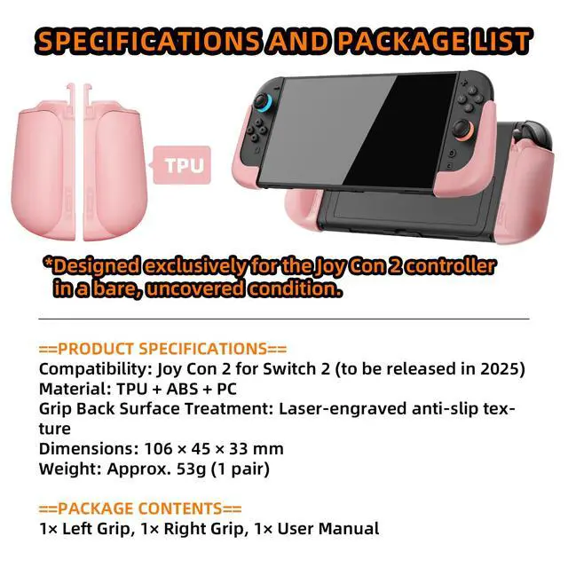Alt view image 7 of 7 - NexGrip Ergonomic Grip Set for Nintendo Switch 2 Joycons, Grip Case Compatible with Joy Con 2 Controller, Compatible with Switch 2 Joycon, Switch 2 Accessories - Pink