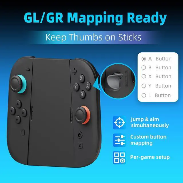 Alt view image 3 of 6 - Back Buttons Charging Grip for Nintendo Switch 2 Joy-Con 2 Charge While Playing, GL/GR Mapping Ready, Strong Magnetic Connection, 3 Interchangeable Back Buttons