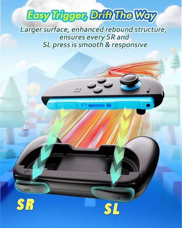 Alt view image 3 of 7 - Joy-Con Grips for Nintendo Switch 2 (2025), 2 Pack Joycon Accessories for Multiplayer Game Friend Family Game Night Party, Larger SL SR Triggers Ergonomic Nintendo Switch 2 Joycon Grip & Thumb Grips