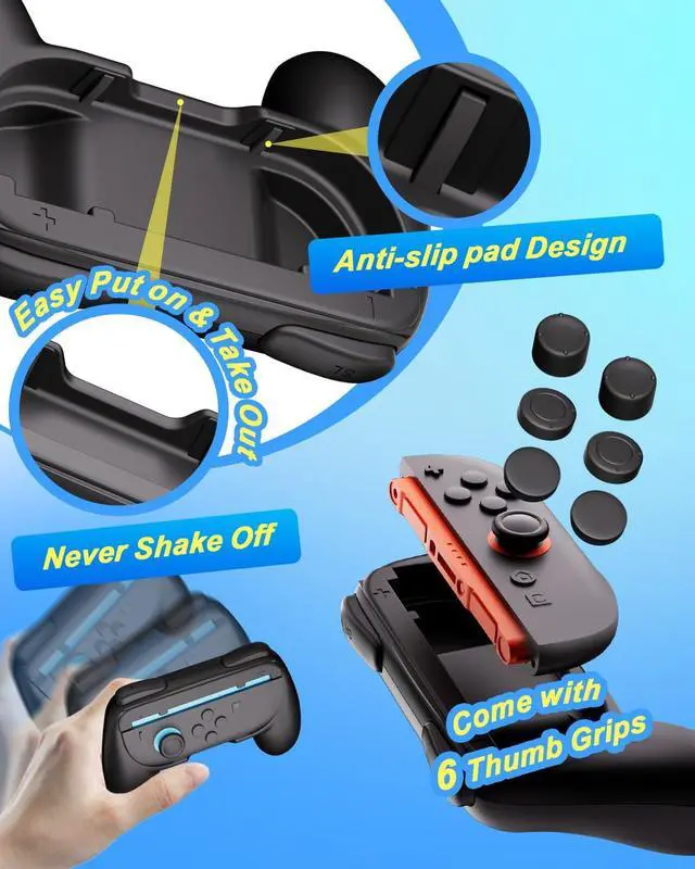 Alt view image 5 of 7 - Joy-Con Grips for Nintendo Switch 2 (2025), 2 Pack Joycon Accessories for Multiplayer Game Friend Family Game Night Party, Larger SL SR Triggers Ergonomic Nintendo Switch 2 Joycon Grip & Thumb Grips