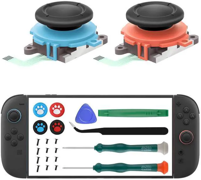 Main image of Joycon Joystick Replacement for Nintendo Switch 2, Upgrade Anti-Drift Joy-Con 2 Joysticks Switch 2 Joycon Repair kit with Screwdrivers Thumb Grips, 2 Pack New Version