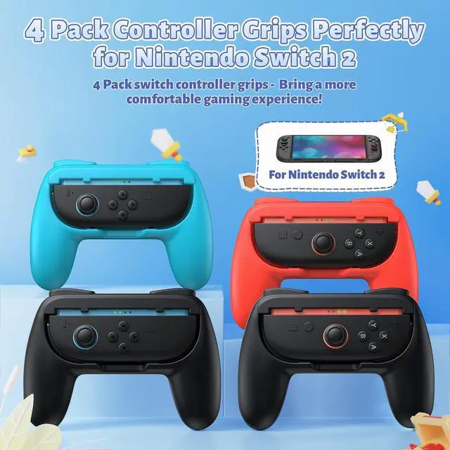 Alt view image 2 of 6 - 4 Pack Switch 2 Controller Grips & 12 Thumb Caps for Joy-Con 2
