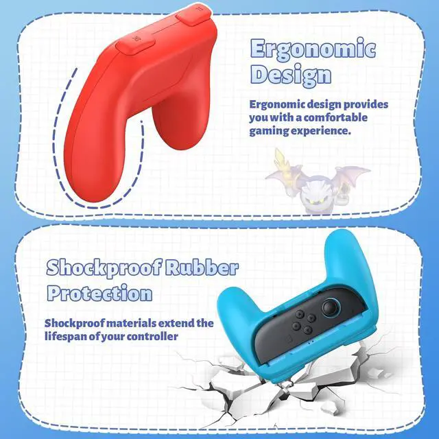 Alt view image 3 of 6 - 4 Pack Switch 2 Controller Grips & 12 Thumb Caps for Joy-Con 2