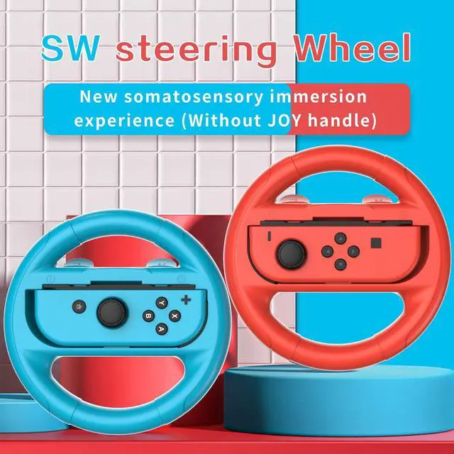 Alt view image 2 of 7 - 2 PCS Grips for Joy Con and 2 PCS Steering Wheel Compatible for Nintendo Switch Wheel, Family Sports Party Pack Accessories Compatible with Switch / Switch OLED JoyCon Controllers, (Blue and Red)